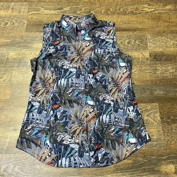 Columbia PFG Star Wars Womens Small Sleeveless Tank Top Snap Button Rare Collab - Picture 2 of 16